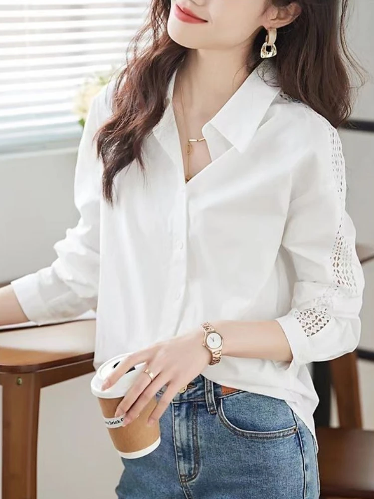 Women'S Y2K Fashion Aesthetic - Camisa e blusa branca longa de