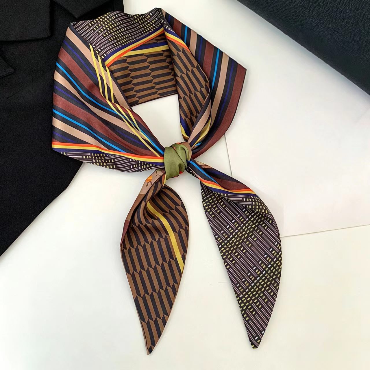 Women Fashion Necktie - Lenço de Seda Luxuoso Estampado com
