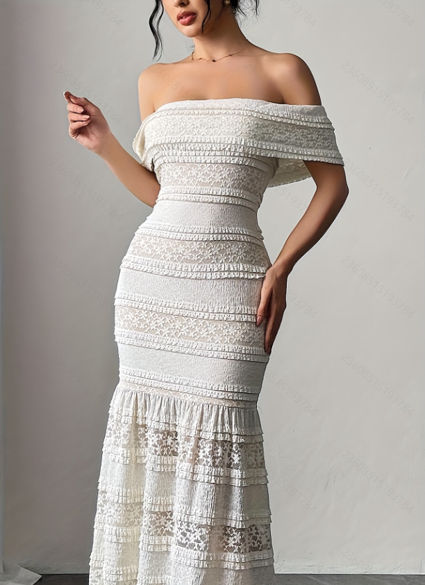 Women Fashion Dress Names - Vestido de Renda de Um Ombro