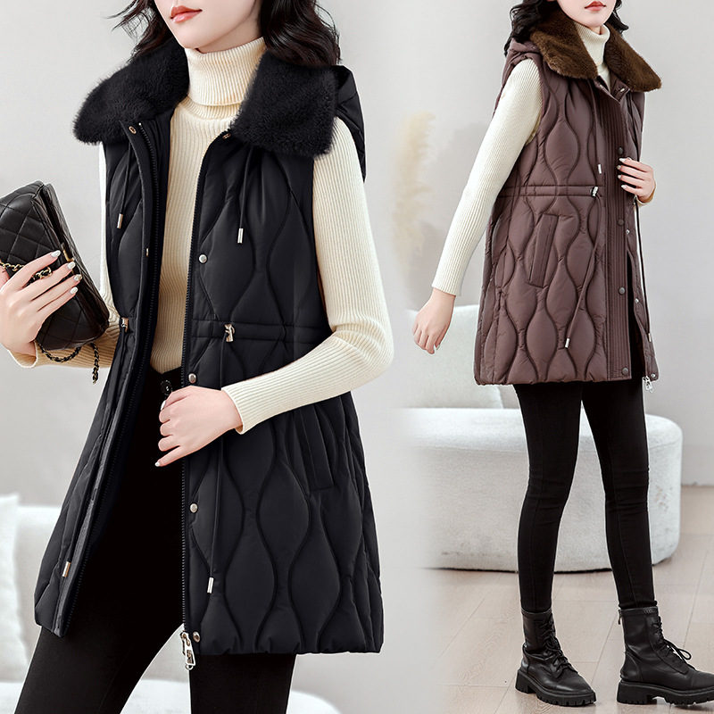 Puffer Vest Fashion Women - Colete Feminino Acolchoado de Comprimento Médio