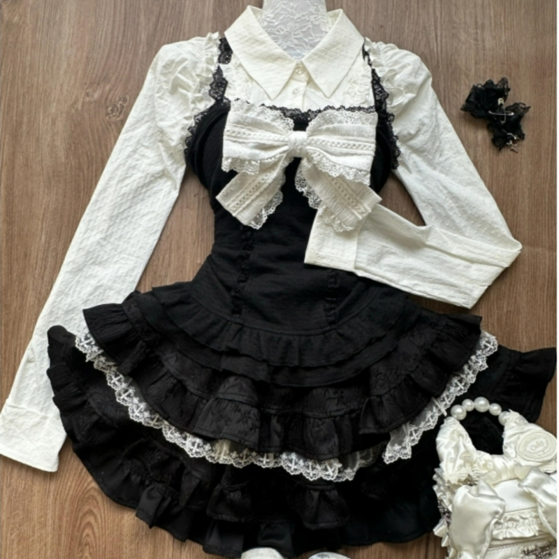 Women'S Y2K Fashion Aesthetic - Y2k estética lolita estilo 3 peça