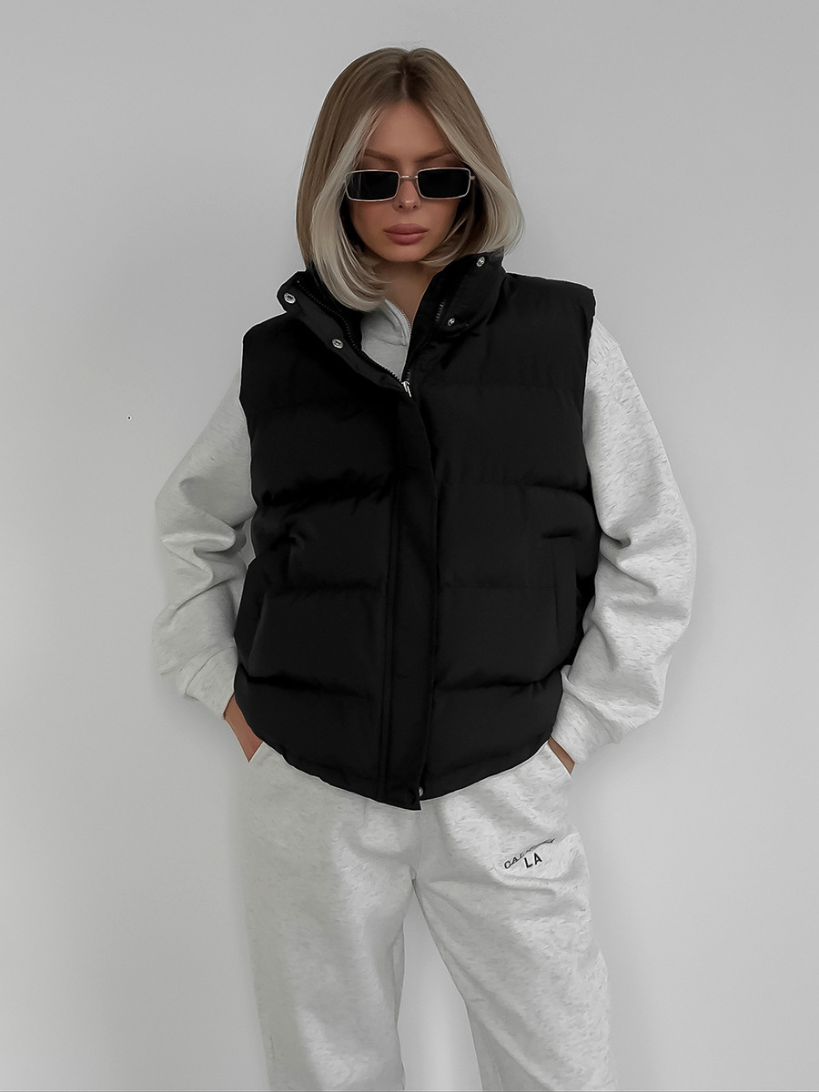 Puffer Vest Fashion Women - Outono inverno feminino sem mangas com