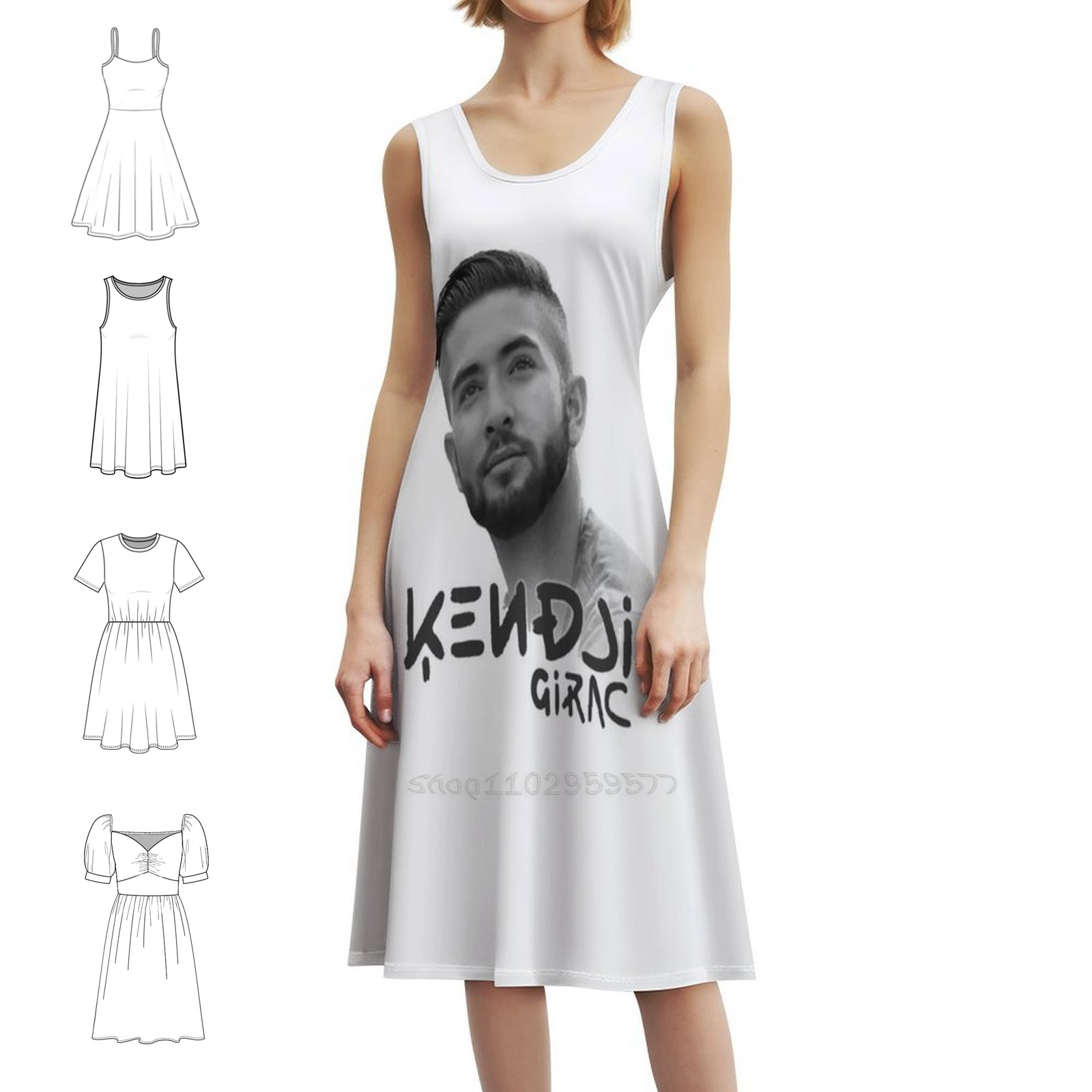 Smocked Dress Women - Kendji girac retrato floral blusa vestido