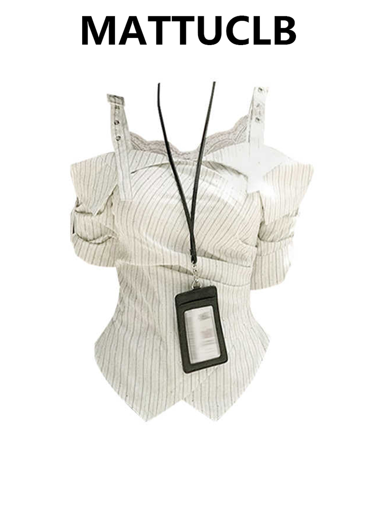 Women'S Y2K Fashion Aesthetic - Camisa Feminina Listrada de Manga Curta