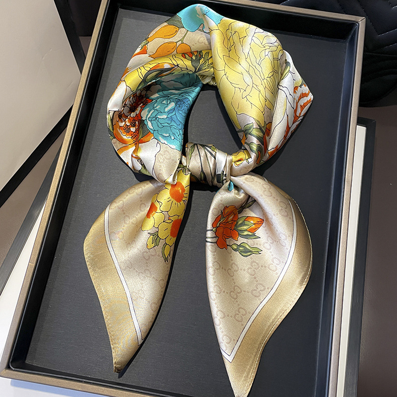 Women Fashion Necktie - Lenço estampado em seda para mulheres,