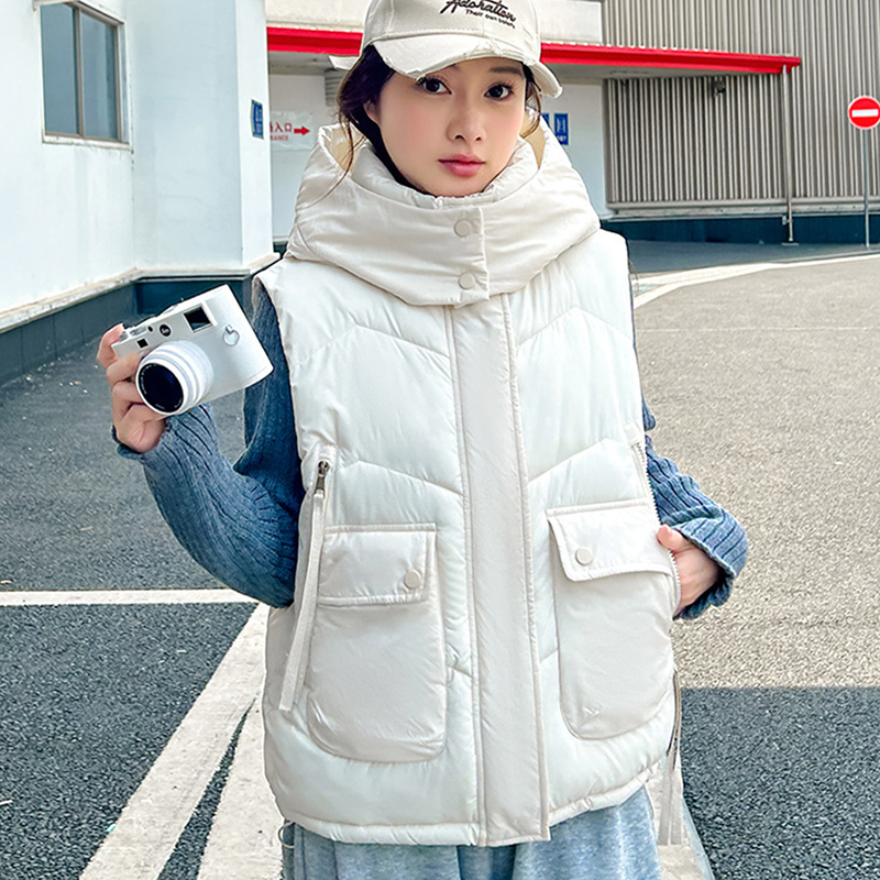 Puffer Vest Fashion Women - 2025 bolso grande solto com capuz