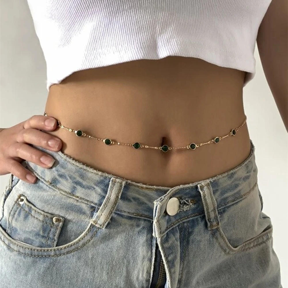 Women'S Y2K Fashion Aesthetic - Moda sexy vintage estética barriga corrente