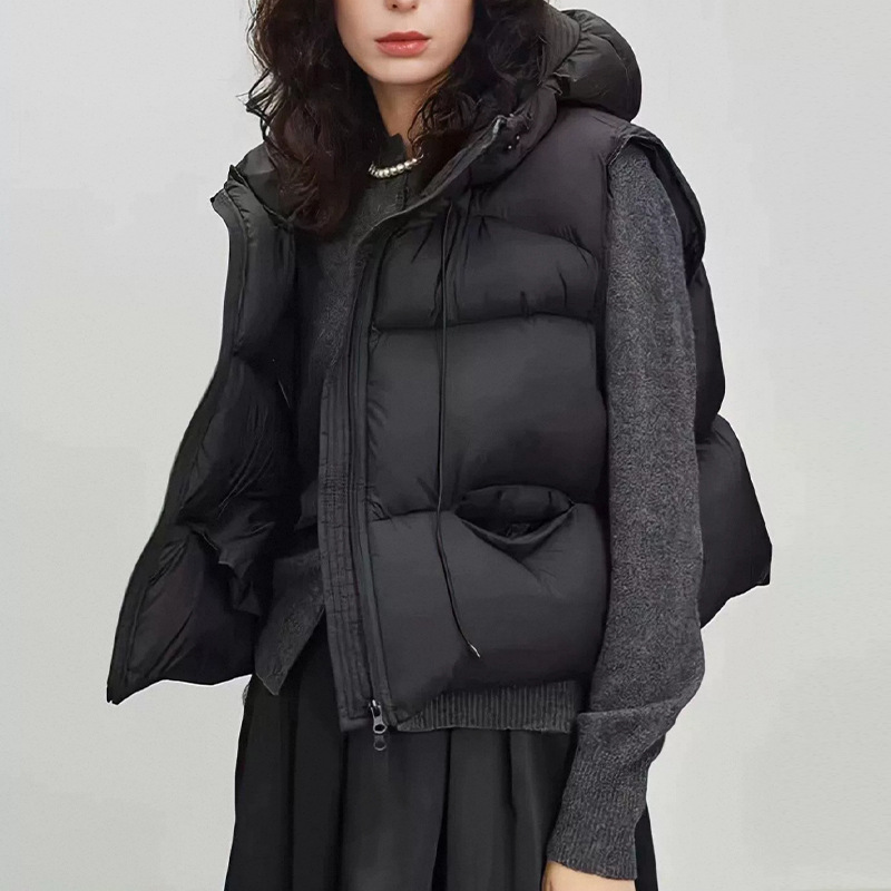 Puffer Vest Fashion Women - Mulheres pato branco para baixo colete