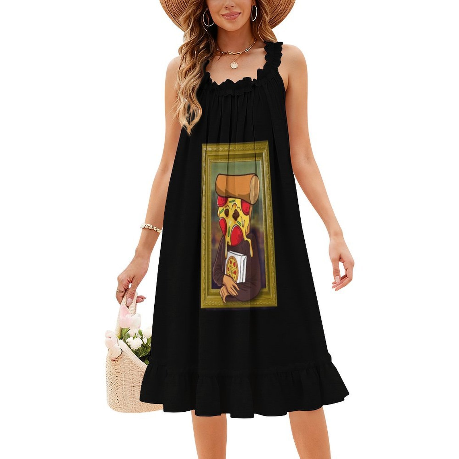 A pizza mona lisa engraçado ar - Smocked Dress Women avaliação e preço