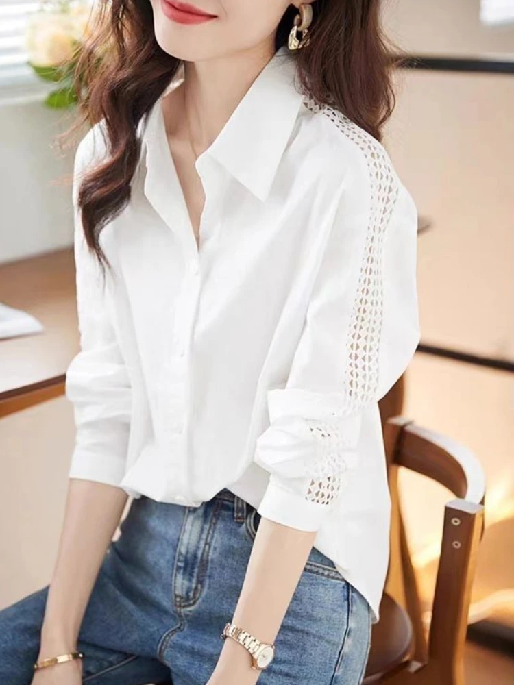 Camisa e blusa branca longa de - Women'S Y2K Fashion Aesthetic avaliação e preço