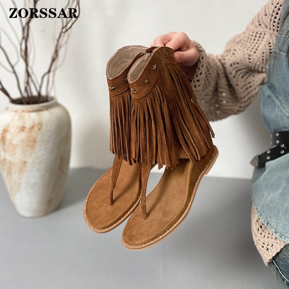 Sandálias de Plataforma com Fr - Women'S Fashion Boots avaliação e preço