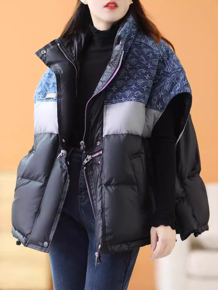 Moda retro para baixo jaqueta  - Puffer Vest Fashion Women avaliação e preço
