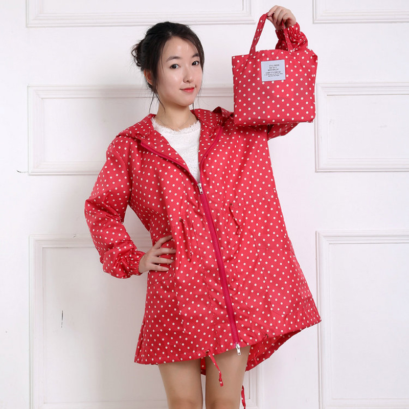 Moda dot print feminino capa d - Women'S Fashion Raincoat avaliação e preço