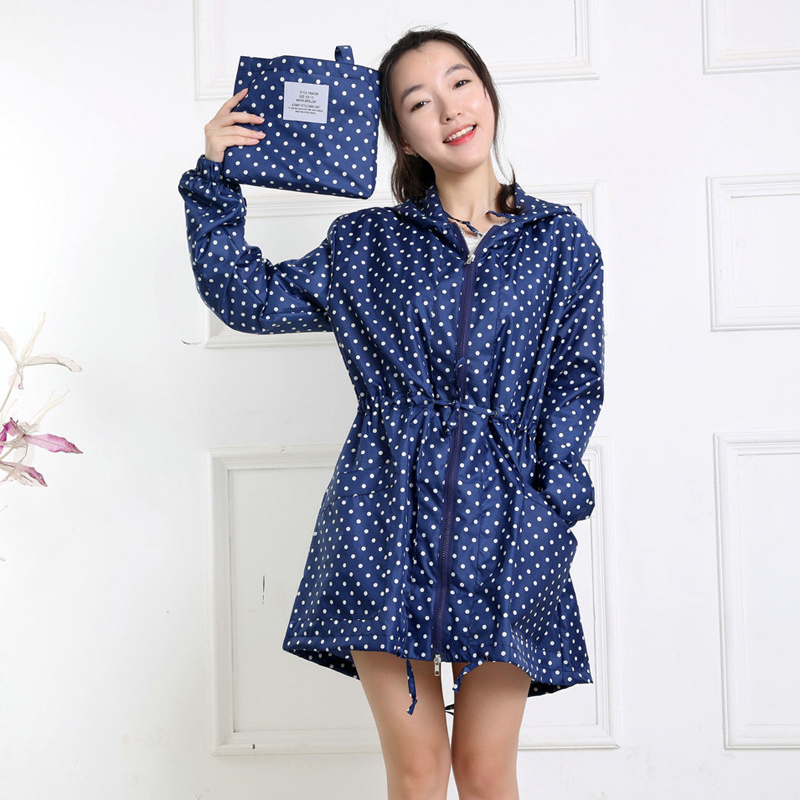 Moda dot print feminino capa d - Women'S Fashion Raincoat avaliação e preço