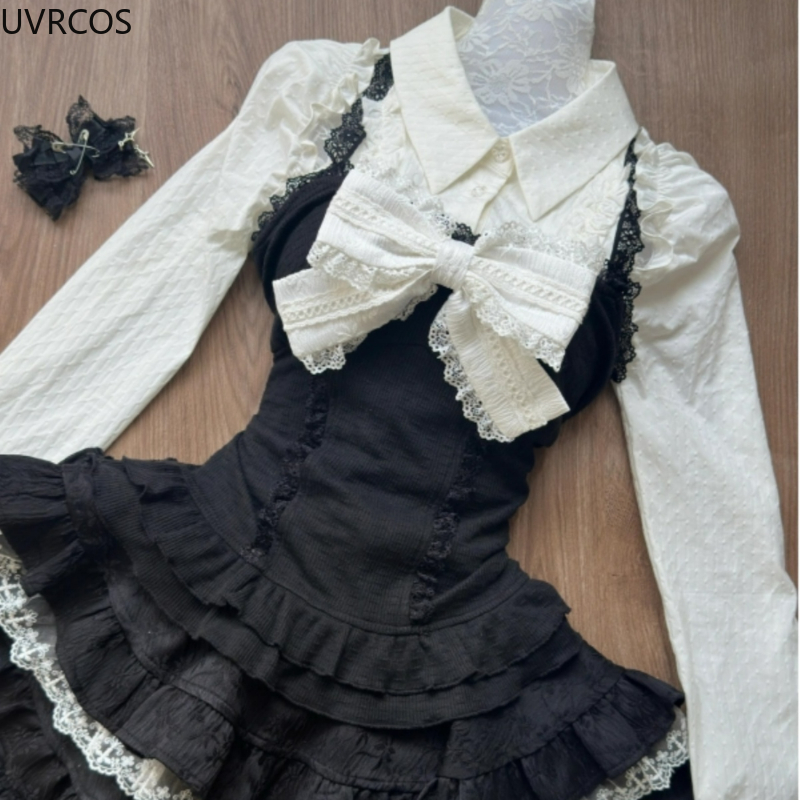 Y2k estética lolita estilo 3 p - Women'S Y2K Fashion Aesthetic avaliação e preço