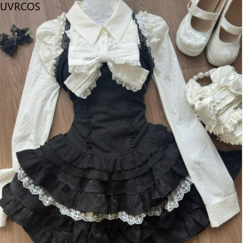 Y2k estética lolita estilo 3 p - Women'S Y2K Fashion Aesthetic avaliação e preço