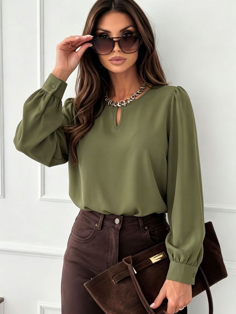 Camisa Blusa Elegante de Cor S - Xl Women'S Fashion avaliação e preço