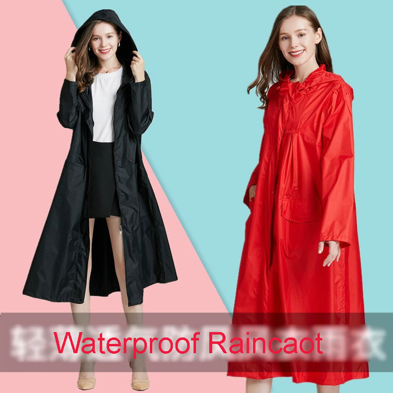 Mulheres leve vermelho preto r - Women'S Fashion Raincoat avaliação e preço
