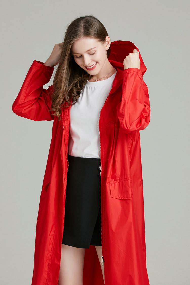 Mulheres leve vermelho preto r - Women'S Fashion Raincoat avaliação e preço