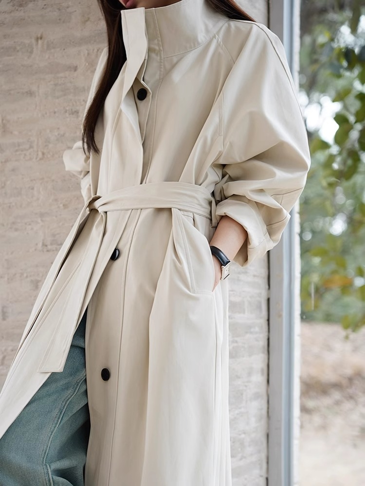 Marrom trench feminino moda ca - Women'S Fashion Raincoat avaliação e preço