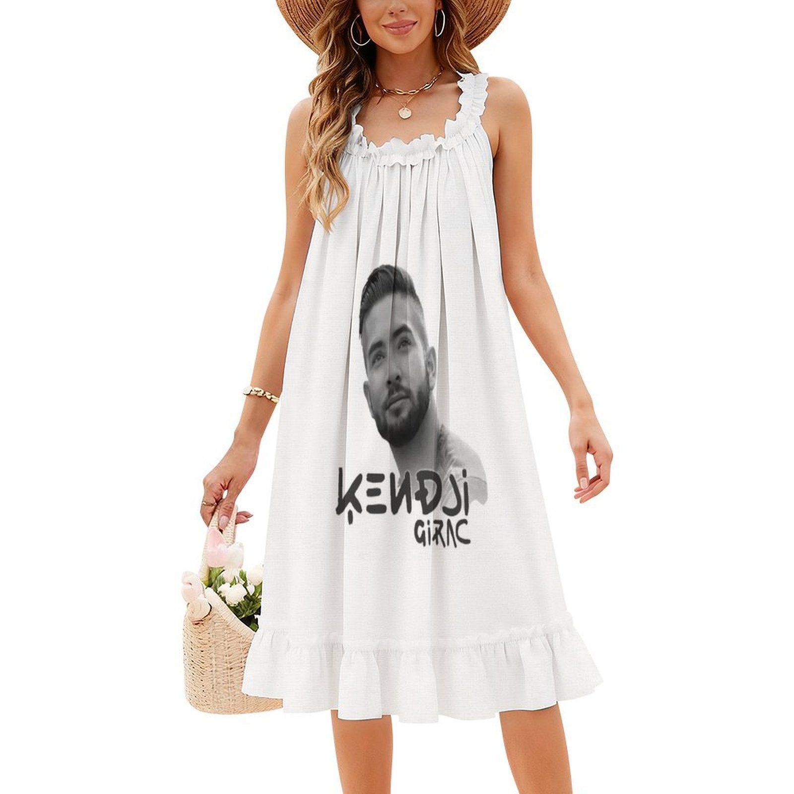 Kendji girac retrato floral bl - Smocked Dress Women avaliação e preço