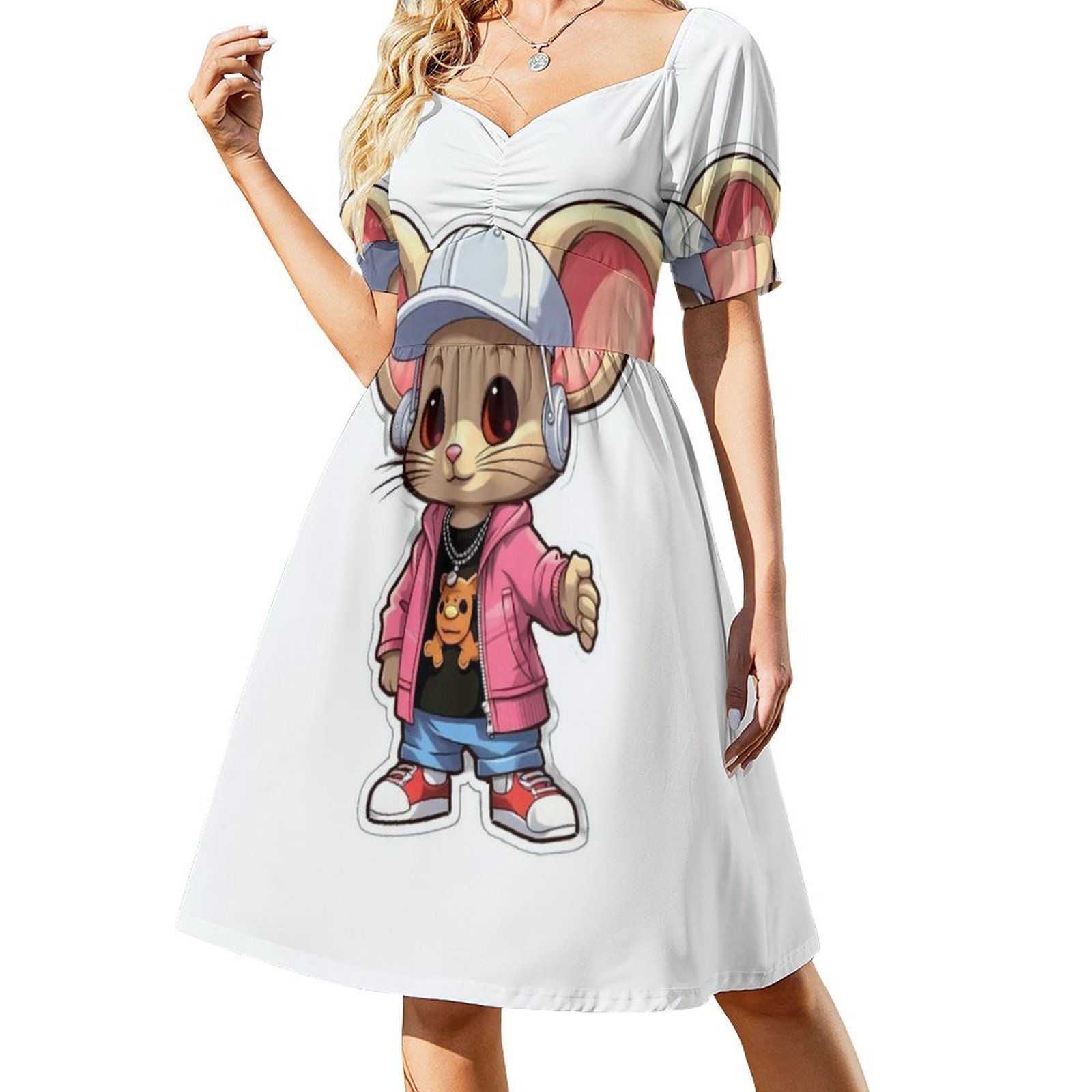 Kpop hip hop mouse 3 vestido b - Smocked Dress Women avaliação e preço