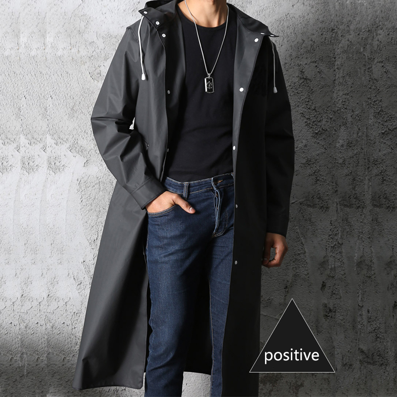 Preto moda adulto impermeável  - Women'S Fashion Raincoat avaliação e preço