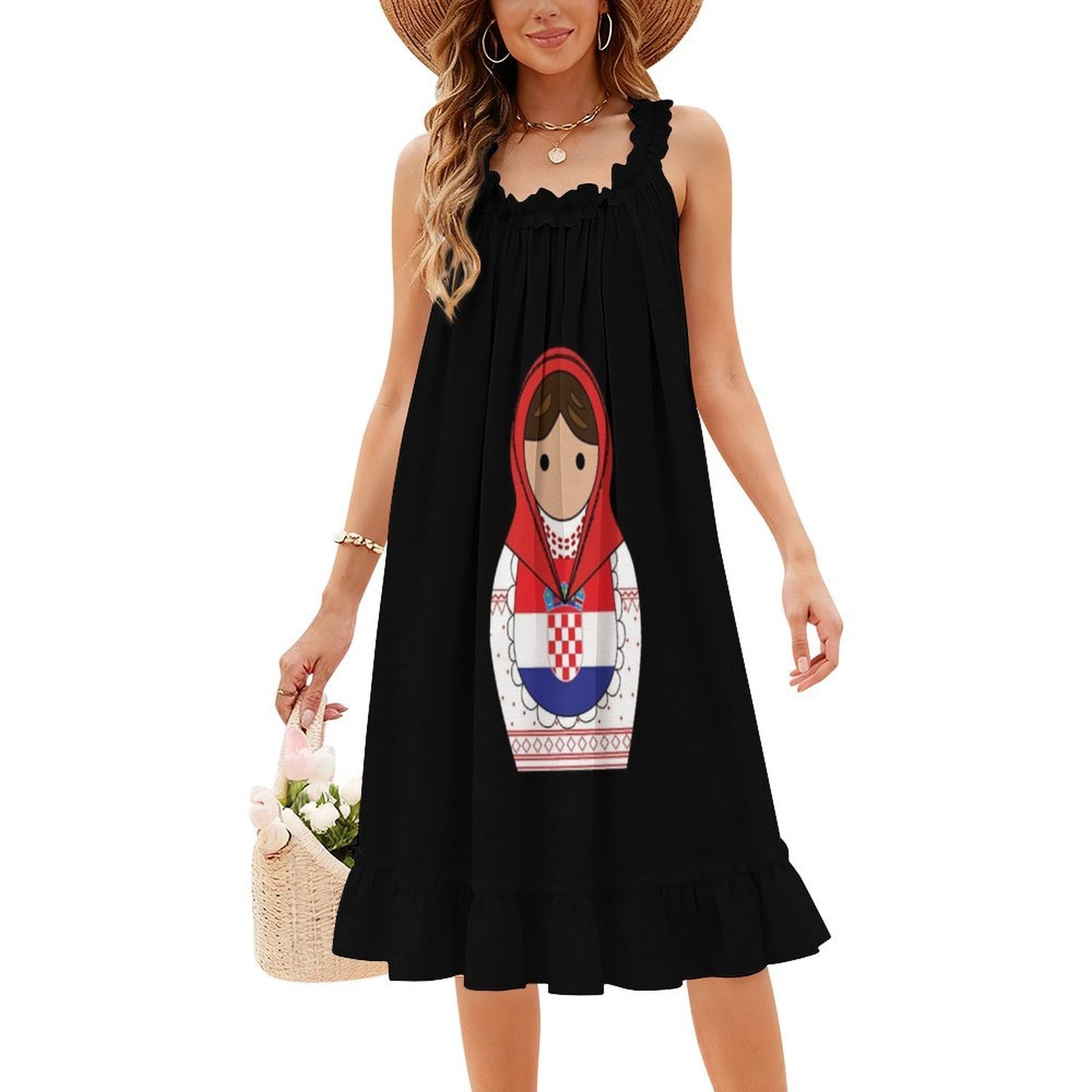 Croácia matroska adesivo flora - Smocked Dress Women avaliação e preço