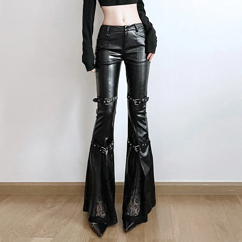 Calça feminina de couro PU, fi - Women'S Y2K Fashion Aesthetic avaliação e preço