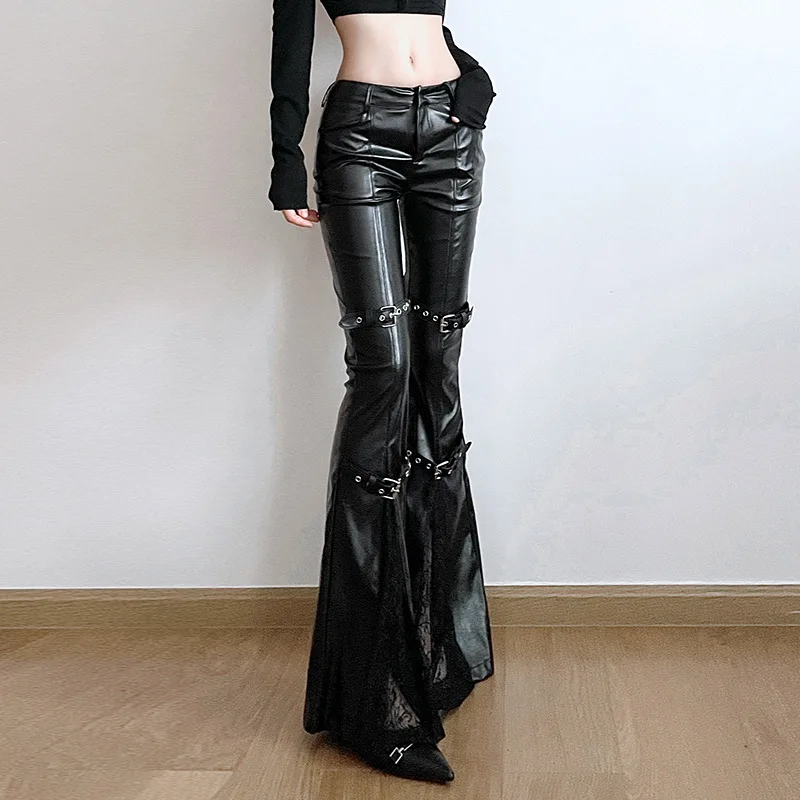 Calça feminina de couro PU, fi - Women'S Y2K Fashion Aesthetic avaliação e preço