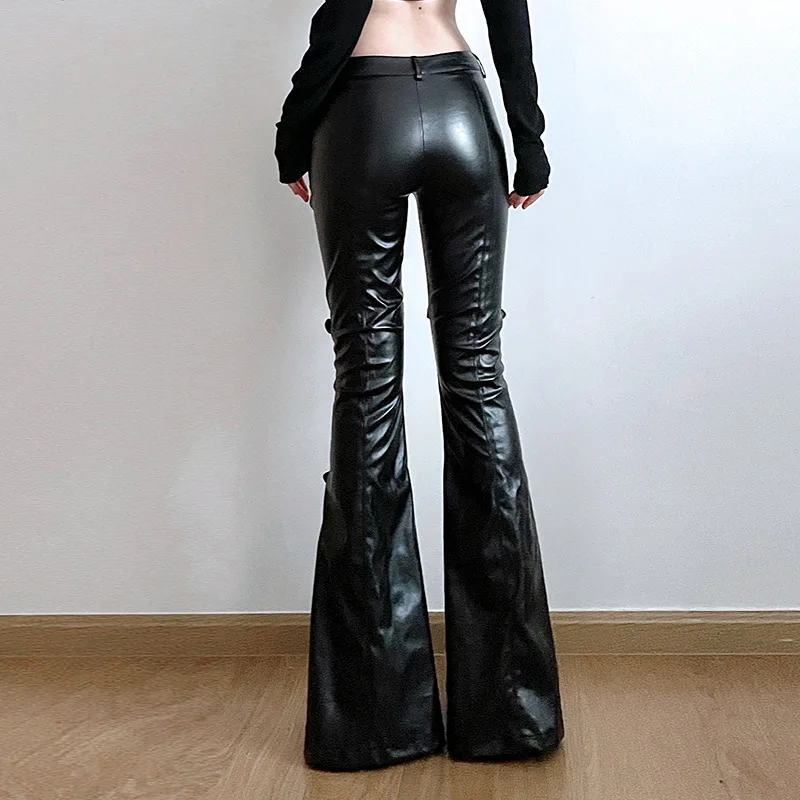 Calça feminina de couro PU, fi - Women'S Y2K Fashion Aesthetic avaliação e preço