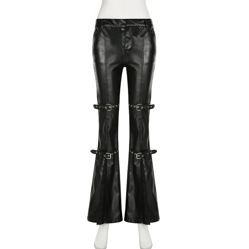 Calça feminina de couro PU, fi - Women'S Y2K Fashion Aesthetic avaliação e preço