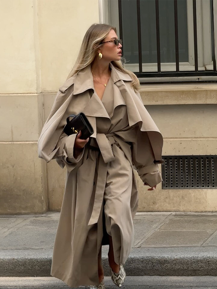 Trench coat de lapela sólida m - Women'S Fashion Raincoat avaliação e preço
