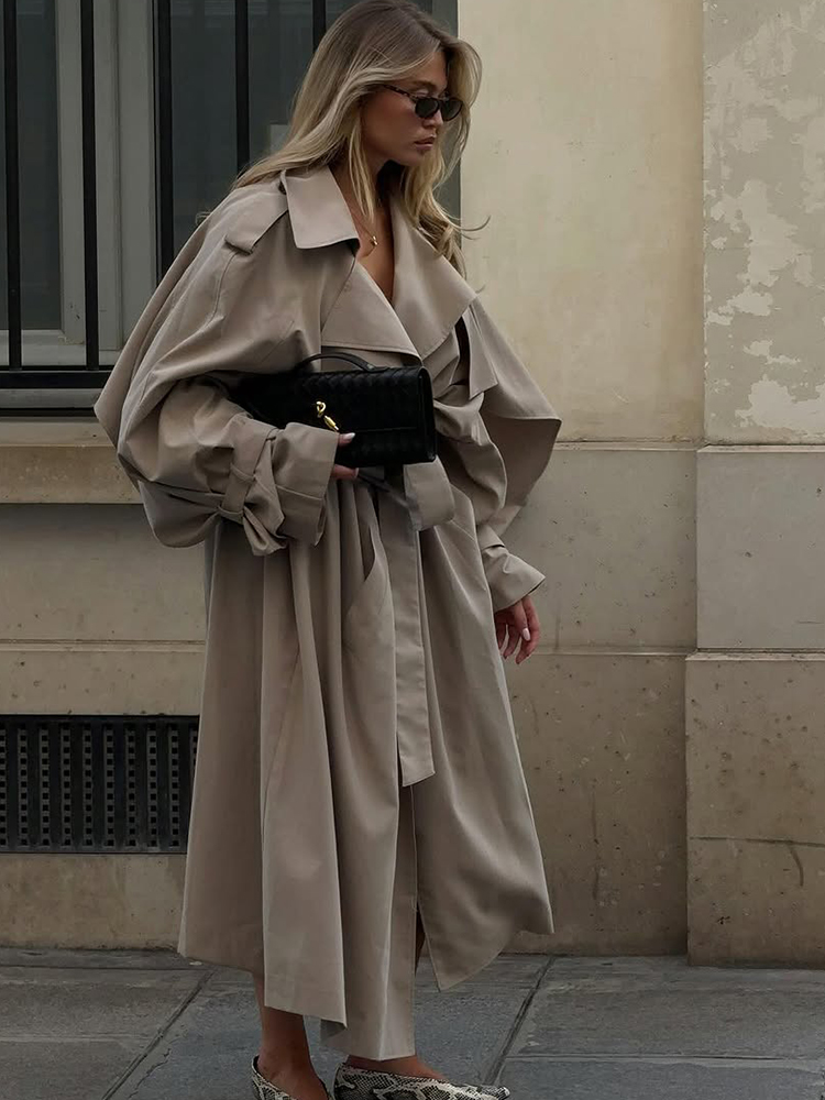 Trench coat de lapela sólida m - Women'S Fashion Raincoat avaliação e preço